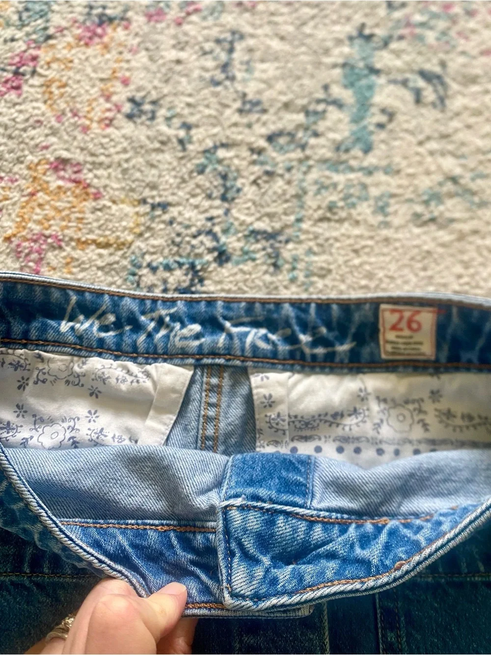 We the Free Free People Don't Get Me Wrong Denim Blue Mini Skirt High Rise Sz 26